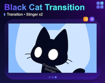 Black Cat Animated Transition | Stinger | Stream Animation | Overlay | Vtuber | Cute | Cat • Streaming Assets
