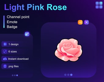 Light Pink Rose | Twitch Channel Point | Emote | Sub Badge | Bit Badge • Usable on Twitch and Discord • Streaming Assets for streamers