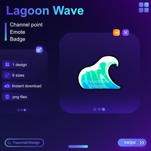 Blau Grün Meereswelle | Twitch Channel Punkt | Motiv | Unterabzeichen | Bit Badge • Verwendbar auf Twitch und Discord • Gaming Accessoires für Streamer