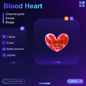 Red Blood Heart | Twitch Channel Point | Emote | Sub Badge | Bit Badge • Usable on Twitch and Discord • Streaming Assets for streamers