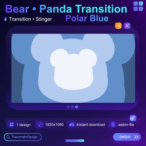 Transición animada de oso polar y panda / Stinger / Animación de transmisión / Superposición / Vtuber / Blanco / Lindo • Recursos de transmisión para transmisores