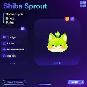 Shiba Sprout | Twitch Channel Point | Emote | Badge | Bit Badge • Usable on Twitch and Discord • Streaming Assets for streamers | Dog