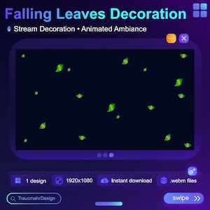 Leaves Animated Stream Decoration | Falling Green Leaves | Vtuber Streamer PNGtuber Overlay | Ambiance | Enchanted Forest, Magical