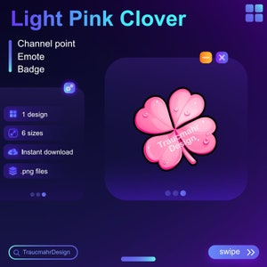 Pink Clover, Lucky Shamrock | Twitch Channel Point | Emote | Subscriber Badge | Bit Badge • Usable on Twitch and Discord • Plant