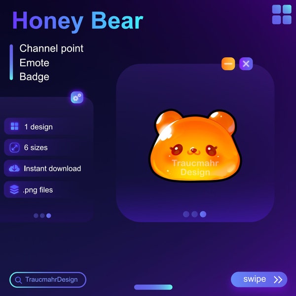 Bear | Honey | Twitch Channel Point | Emote | Subscriber Badge | Bit Badge • Usable on Twitch and Discord • Streaming Assets for streamers