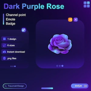 Dark Purple Rose | Twitch Channel Point | Emote | Sub Badge | Bit Badge ...