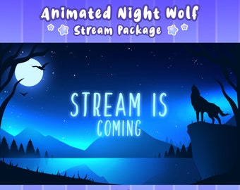 ANIMATED Wolf Stream Pack for Twitch ! 7 animated scenes, 8 static scenes, 27 panels, 2 overlays, 1 background, 3 borders