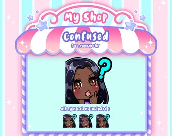 Black Hair Girl Confused / Wut Emote for Twitch, Discord, Mixer and more !