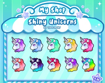 Cute Shiny Unicorn Sub / Bit Badges for Twitch, Discord, and more ! 10 Units