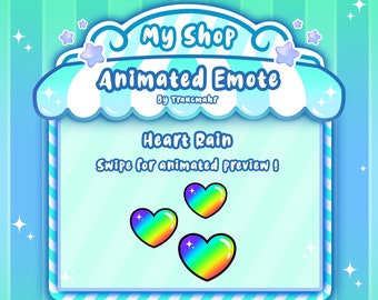 ANIMATED EMOTE, Rainbow Heart Emote, Heart Rain Emote, Heart Emote, Rainbow Emote, Valentine's Emote, Love for Twitch and Discord !