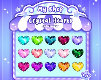 Crystal Hearts Sub / Bit Badges for Twitch, Discord, and more ! Traucmahr Design