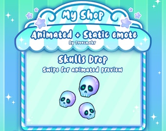 ANIMATED + STATIC, Skull Emote, Skeleton Halloween Emote, Hype Emote, Spooky Emote for Twitch and Discord ! Emote artist, Streaming, Stream