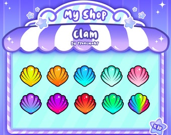 Glossy Clam Sub / Bit Badges for Twitch, Discord and more ! Twitch Subscriber Badges, Streaming, Emote Artist TraucmahrDesign