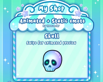 ANIMATED + STATIC, Skull Emote, Skeleton Halloween Emote, Hype Emote, Spooky Emote for Twitch and Discord ! Emote artist, Streaming, Stream