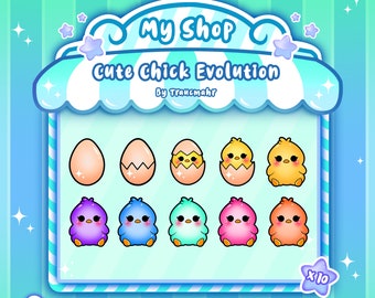 Cute Baby Chick Evolutive Sub / Bit Badges for Twitch, Discord, and more ! 10 Units