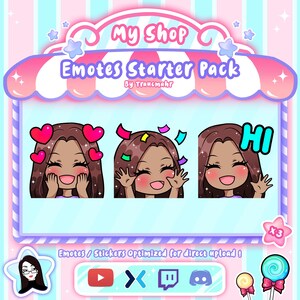 Girl Brown Hair Emotes Starter Pack for Twitch, Discord, Mixer and more !