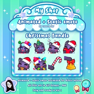 ¡Paquete de Emoticonos de Gato Negro ANIMADO + ESTÁTICO para Twitch y Discord! Cute Chibi Cat Emotes animados para streaming, TraucmahrDesign