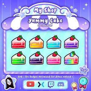 Yummy Layer Cake Sub / Bit Badges for Twitch, Discord and more ! Twitch Subscriber Badges, Streaming, Twitch Emote Artist TraucmahrDesign
