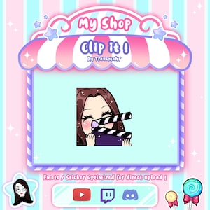 Cute Chibi Brown Hair Girl Clip it Emote for Twitch, Discord and more !