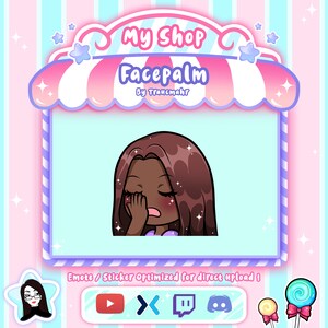 Facepalm Cute Chibi Brown Hair Girl Emote for Twitch, Discord, Mixer and more !