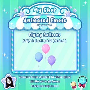 ANIMATED Emote, Balloons Emote, Birthday Emote, Hype Emote, Pastel Balloons Gif for Twitch and Discord ! Emote artist for Streamers