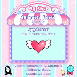 ANIMATED EMOTE, Love Emote, Angel Heart, Wings Emote, Pink Emote, Valentine&#39;s Emote, Flying Love for Twitch and Discord !