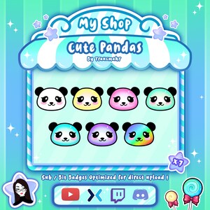 Cute Panda Sub / Bit Badges for Twitch, Discord and more !