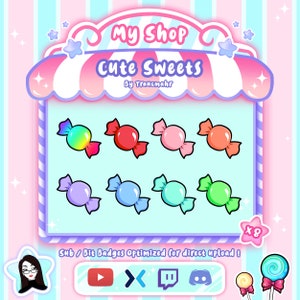 Candy Sub / Bit Badges for Twitch, Discord and more ! Twitch Subscriber Badges, Streaming, Twitch Emote Artist TraucmahrDesign