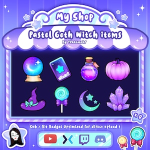 Witch Pastel Goth Sub / Bit Badges for Twitch, Discord and more !