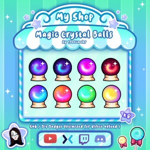 Błyszczące, magiczne kryształowe kule, odznaki Sub/Bit dla serwisów Twitch, Discord i innych!