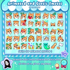 ANIMÉ + STATIQUE Shiba Emotes MEGA Bundle pour Twitch et Discord ! Emotes animées chibi mignonnes pour le streaming, artiste Emote, Emote de chien