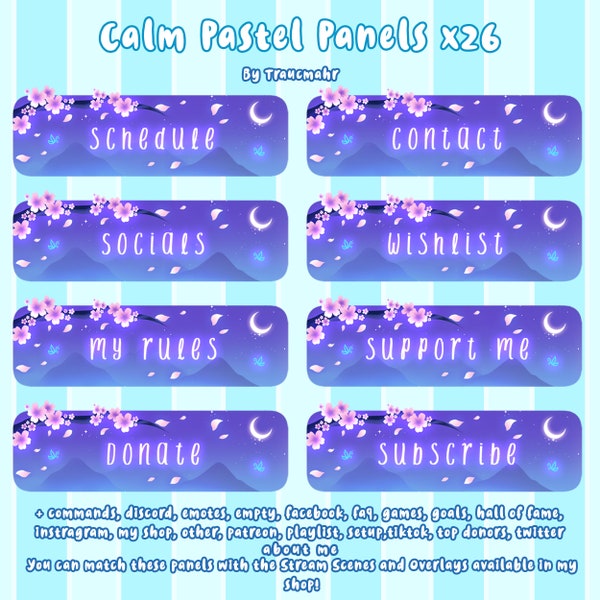 Relaxing Pastel Cherry Blossom Panels for Streaming on Twitch and Others !