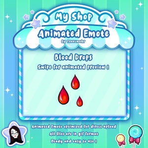 ANIMATED EMOTE, Blood Drops Emote, Blood Emote, Tears Emote, Blood Gif, Animated Emote for Twitch and Discord ! Emote artist