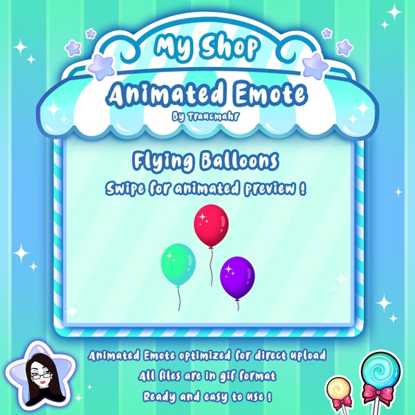 ANIMATED Emote,  Balloons Emote, Birthday Emote, Hype Emote, Balloons Gif for Twitch and Discord ! Emote artist for Streamers