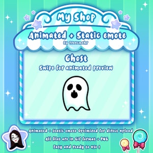 ANIMATED + STATIC, Ghost Emote, Halloween Emote, Monster Emote, Spooky Emote for Twitch and Discord ! Emote artist, Streaming, Stream