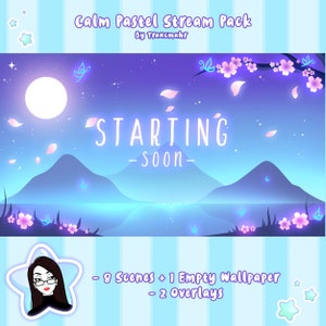 Calm Pastel Cherry Blossom Overlays en Scenes Pack voor streaming op Twitch Emote kunstenaar, TraucmahrDesign