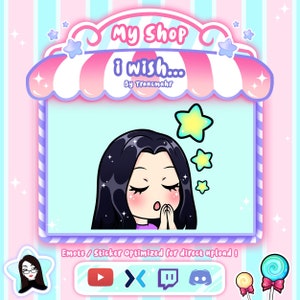 Girl Black Hair &quot;I wish..&quot; Emote for Twitch, Discord, Mixer and more !
