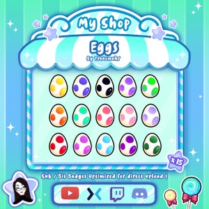 Eggs Sub / Bit Badges for Twitch, Discord and more ! Twitch Subscriber Badges, Streaming, Emote Artist TraucmahrDesign