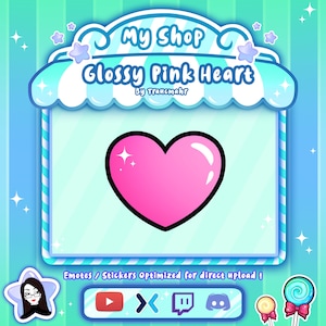 Cute Glossy Pink Heart Emote for Twitch, Discord, Mixer and more !