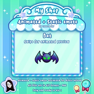 ANIMÉ + STATIQUE Bat Emote, Halloween Emote, Monster Emote, Hype Emote, Spooky Emote pour Twitch et Discord ! Artiste Emote, Streaming