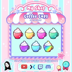 Coffee Cream Cups Sub / Bit Badges for Twitch, Discord and more ! Twitch Subscriber Badges, Streaming, Emote Artist TraucmahrDesign