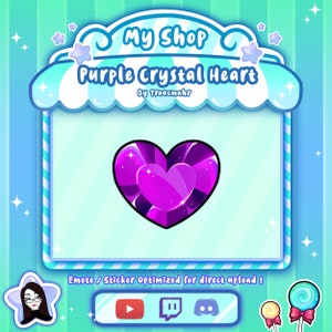 Dark Purple Crystal Heart Emote for Twitch, Discord, and more !