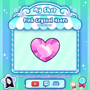 Pink Crystal Heart Emote for Twitch, Discord, and more !