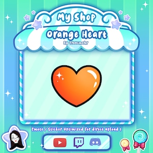 Leuke Glossy Orange Heart Emote voor Twitch, Discord, Mixer en meer!