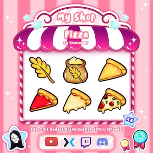 Pizza Sub / Bit Badges for Twitch, Discord and more ! Twitch Subscriber Badges, Streaming, Emote Artist TraucmahrDesign