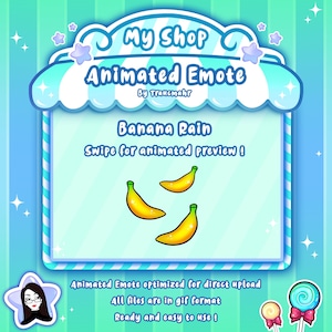 ANIMATED EMOTE, Banana Emote, Banana Rain Emote, Banana Hype Emote, Fruit Emote, Banana for Twitch and Discord !