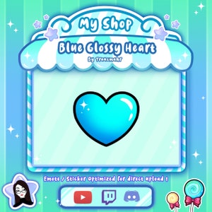 Leuke Glossy Blue Heart Emote voor Twitch, Discord en meer!