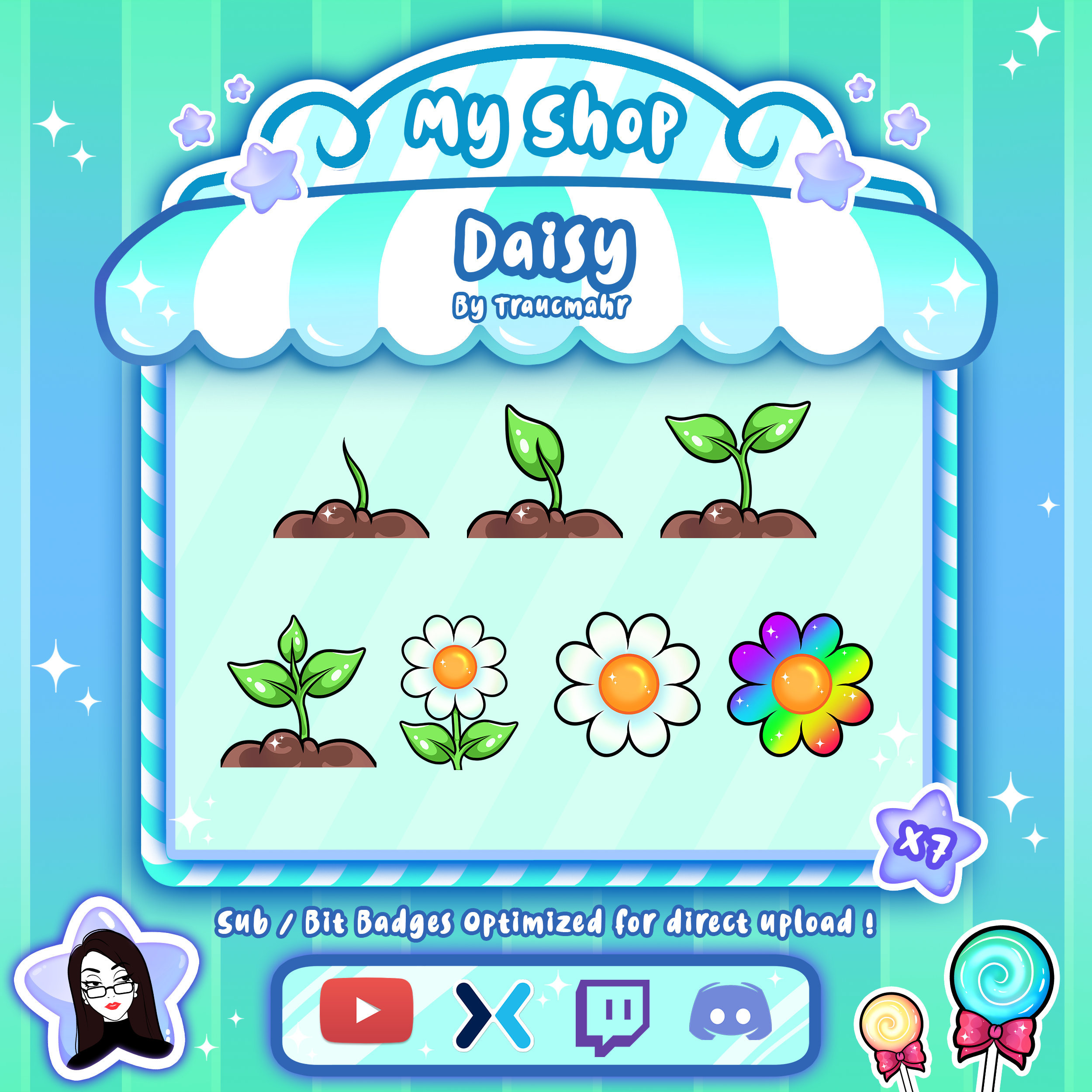 Cute sub badges Streamer Kawaii Badges for streamers Twitch sub/ bit badges Flowers/ Daisy Daisy Flowers Cute sub badges Streamer Kawaii Badges for streamers Twitch sub/ bit badges Flowers/ Daisy Daisy Flowers