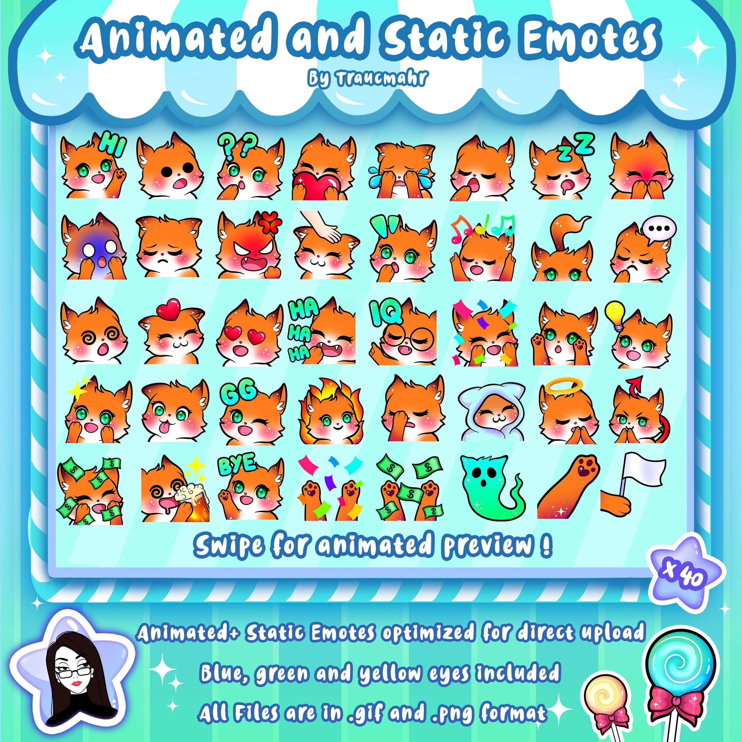 ANIMATED STATIC Fox Emotes MEGA Bundle for Twitch and Etsy Canada