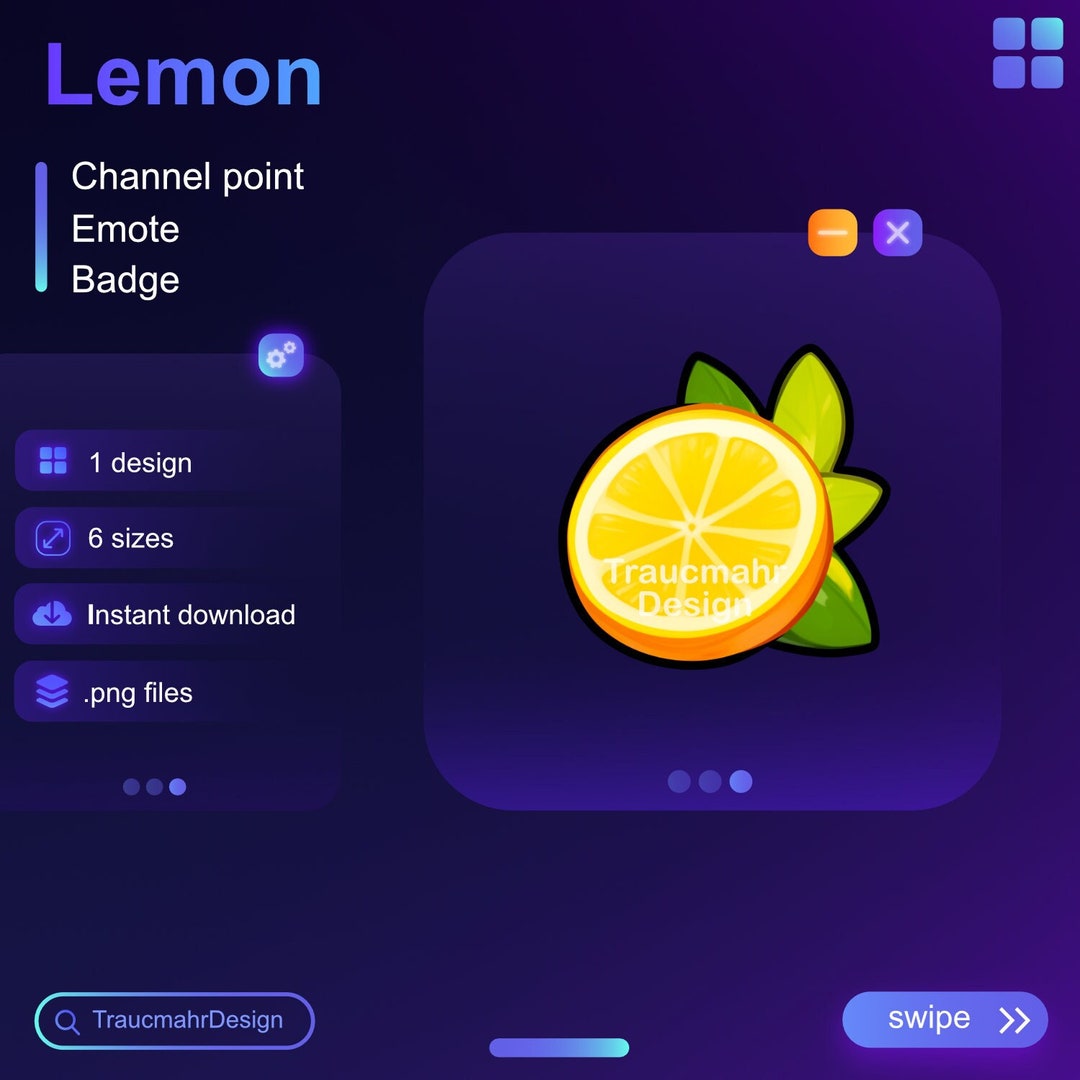 Lemon Slice | Twitch Channel Point | Emote | Subscriber Badge | Bit ...